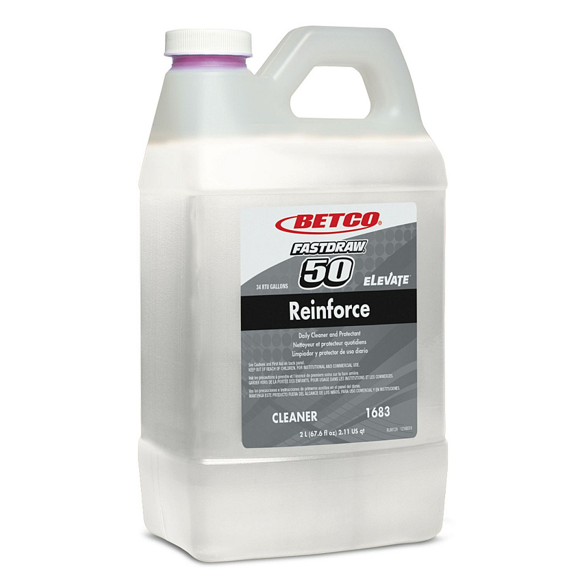 Betco Reinforce Floor Cleaner and Protectant, Lemon Scent, 2 L Bottle, 4/Carton (16834700)
