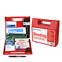 First Aid Only Bleeding Control Wall Station Single Kit - Deluxe, 14 Pieces, Plastic Case (91309)