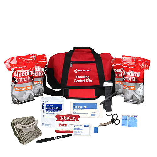First Aid Only Bleeding Control Multiple Victim Bag, 60 Pieces, Fabric Bag (91346)