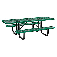 Global Industrial ADA Compliant Expanded Steel Picnic Table, Rectangular, 96 x 60 x 21.5, Green Top and Base (695289GN)