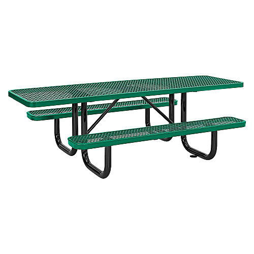Global Industrial ADA Compliant Expanded Steel Picnic Table, Rectangular, 96 x 60 x 21.5, Green Top and Base (695289GN)