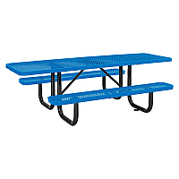Global Industrial ADA Compliant Expanded Steel Picnic Table, Rectangular, 96 x 60 x 29.5, Blue Top and Base (695289BL)