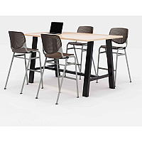 KFI Studios Midtown Bistro Dining Table with Four Brownstone Kool Barstools, 36 x 72 x 41, Kensington Maple (840031900807)