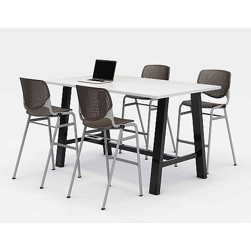 KFI Studios Midtown Bistro Dining Table with Four Brownstone Kool Barstools, 36 x 72 x 41, Designer White (840031900616)