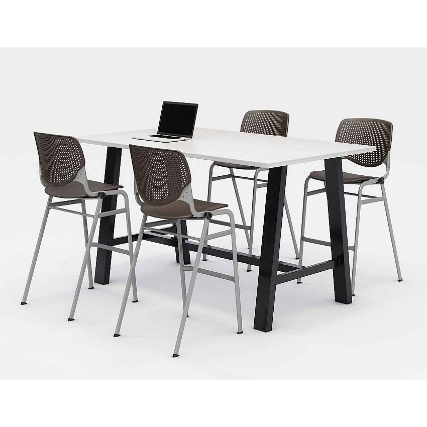 KFI Studios Midtown Bistro Dining Table with Four Brownstone Kool Barstools, 36 x 72 x 41, Designer White (840031900616)