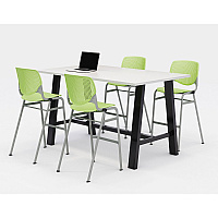 KFI Studios Midtown Bistro Dining Table with Four Lime Green Kool Barstools, 36 x 72 x 41, Designer White (840031900609)