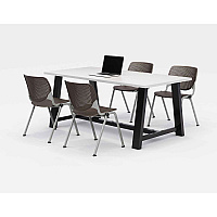 KFI Studios Midtown Dining Table with Four Brownstone Kool Series Chairs, 36 x 72 x 30, Designer White (840031900319)