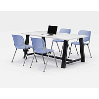 KFI Studios Midtown Dining Table with Four Periwinkle Kool Series Chairs, 36 x 72 x 30, Designer White (840031900326)
