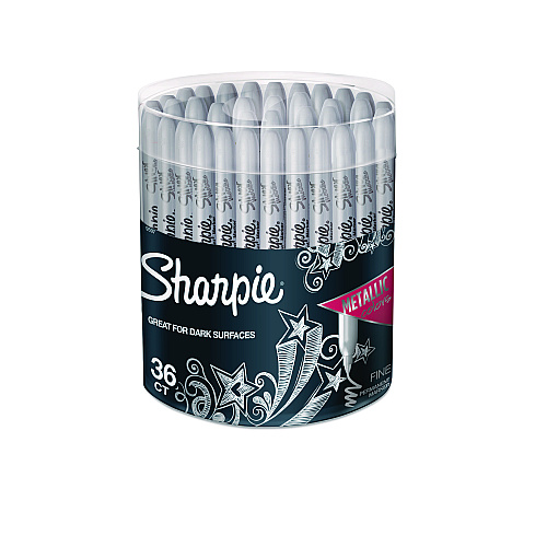 Sharpie Metallic Fine Point Permanent Markers, Metallic Silver, 36/Pack (9597)