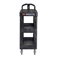 Rubbermaid Commercial BRUTE 3-Shelf Heavy-Duty Ergo Flat Utility Cart, Resin, 3 Shelves, 600 lb Capacity, 25.24
