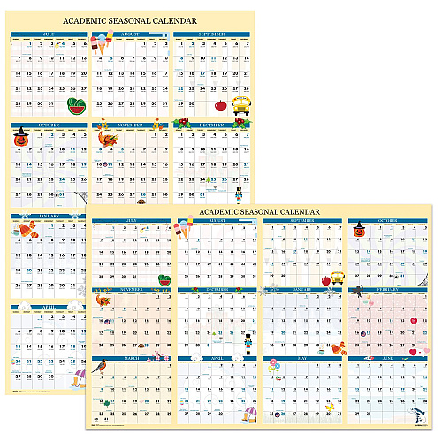House of Doolittle Recycled Academic Seasonal Laminated Wall Calendar, Illustrated Seasons, 24 x 37, 12-Month (July to June), 2025 to 2026 (39835)