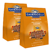 Ghirardelli Milk Chocolate and Caramel Chocolate Squares, 15.96 oz Bag, 2/Carton (60004071)