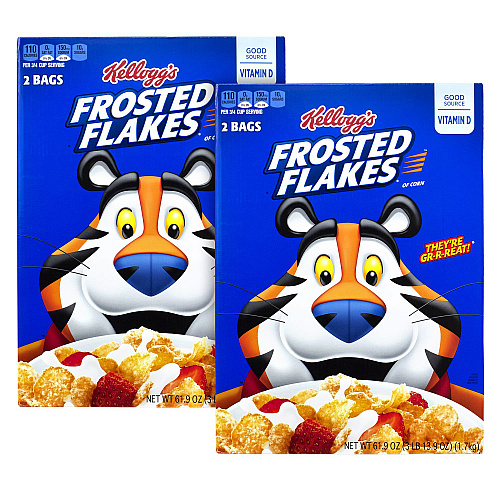 Kellogg's Frosted Flakes Breakfast Cereal, 2 Bags/61.9 oz Box, 2 Boxes/Carton (60004075)