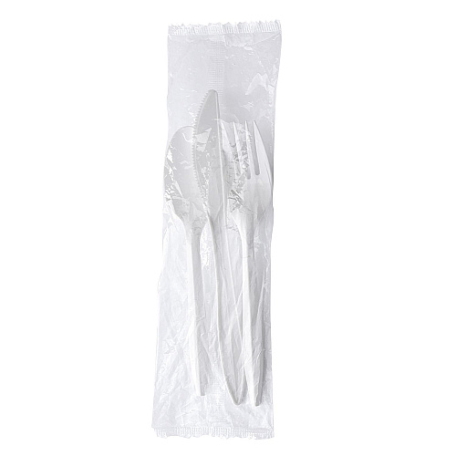 Boardwalk Three-Piece Cutlery Kit, Fork/Knife/Teaspoon, Mediumweight, White, 250/Carton (BWK3KITWHPS)