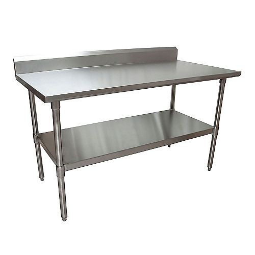BK Resources Stainless Steel 5" Riser Top Tables, 60w x 30d x 39.75h, Silver, 2/Pallet (2VTR56030)
