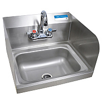 BK Resources Stainless Steel Hand Sink with Side Splashes and Faucet, 14
