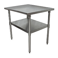 BK Resources Stainless Steel Flat Top Work Tables, 24w x 24d x 36h, Silver, 2/Pallet (2VT2424)