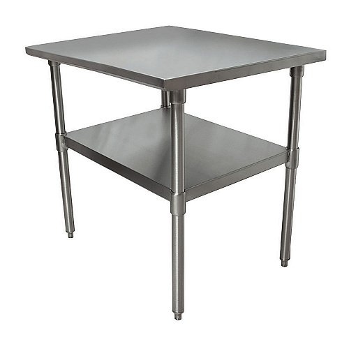 BK Resources Stainless Steel Flat Top Work Tables, 24w x 24d x 36h, Silver, 2/Pallet (2VT2424)