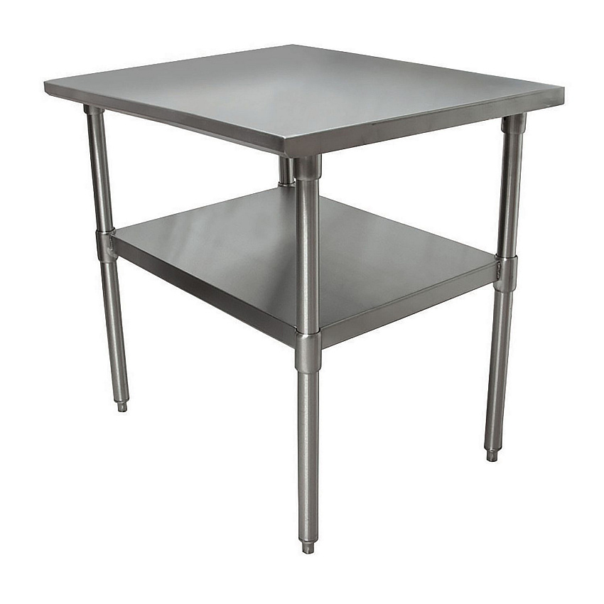 BK Resources Stainless Steel Flat Top Work Tables, 24w x 24d x 36h, Silver, 2/Pallet (2VT2424)