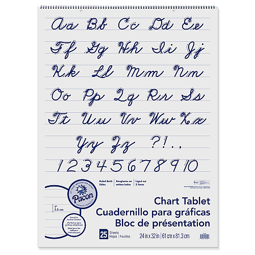 Pacon Chart Tablets, Presentation Format (1" Rule), 24 x 32, White, 25 Sheets, 12/Carton (74610CT)