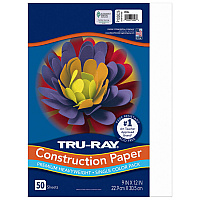 Pacon Tru-Ray Construction Paper, 76 lb Text Weight, 9 x 12, White, 50 Sheets/Pack, 50 Packs/Carton (103026CT)