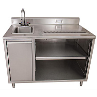 BK Resources Stainless Steel Beverage Table with Left Sink, Rectangular, 30" x 60" x 41.5", Silver Top, Silver Base/Legs (BEVT3060L)