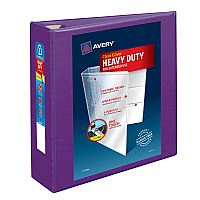 Avery Heavy-Duty View Binder with DuraHinge and One Touch EZD Rings, 3 Rings, 3" Capacity, 11 x 8.5, Purple, 4/Carton (79810CT)