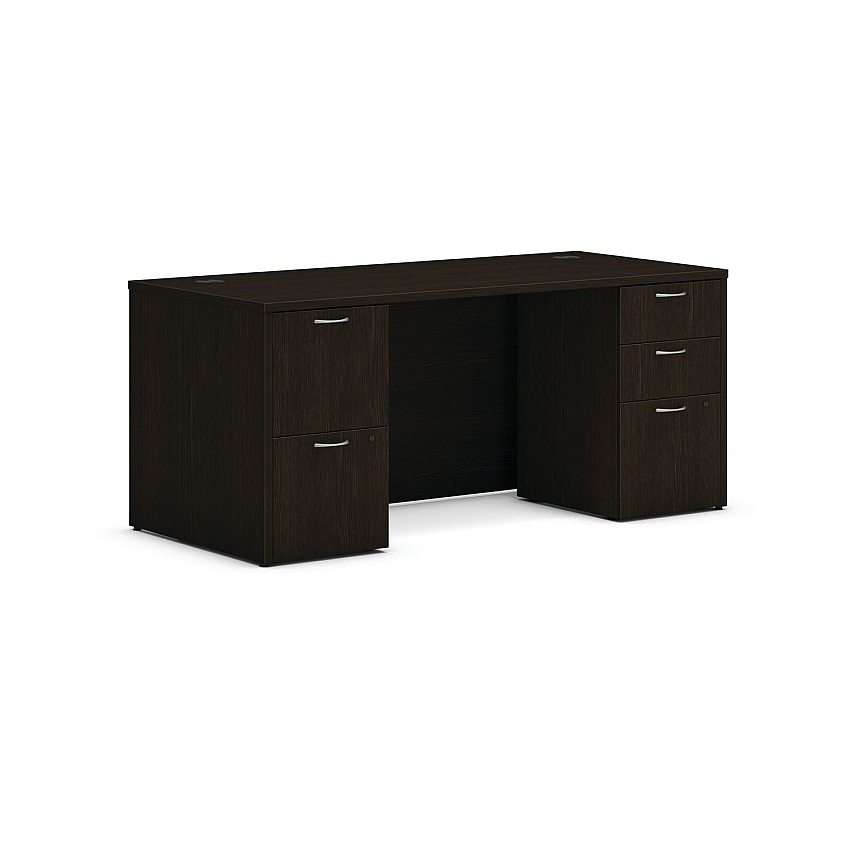 HON Mod Double Pedestal Desk Bundle, 66" x 30" x 29", Java Oak (MOD005)