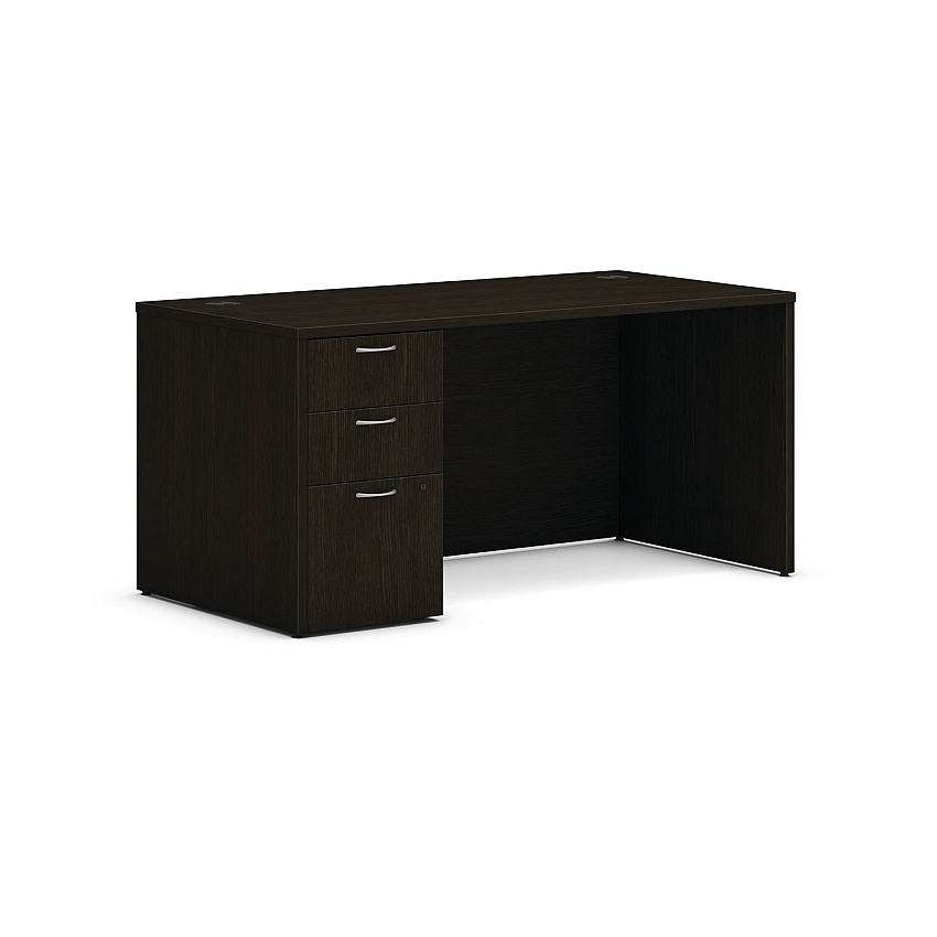 HON Mod Single Pedestal Desk Bundle, 60" x 30" x 29", Java Oak (MOD015)