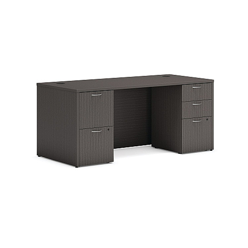 HON Mod Double Pedestal Desk Bundle, 66" x 30" x 29", Slate Teak (MOD002)