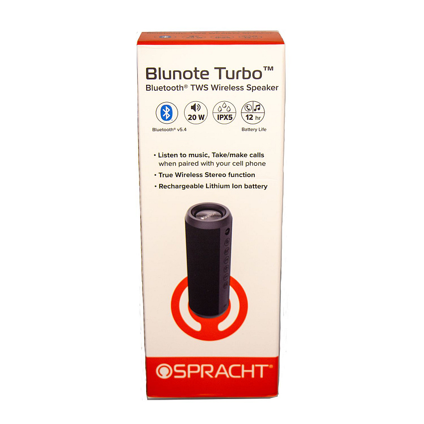 Spracht Blunote Turbo Wireless Speaker, Bluetooth, Black (WS5010)
