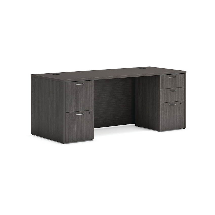 HON Mod Double Pedestal Desk Bundle, 72" x 30" x 29", Slate Teak (MOD007)