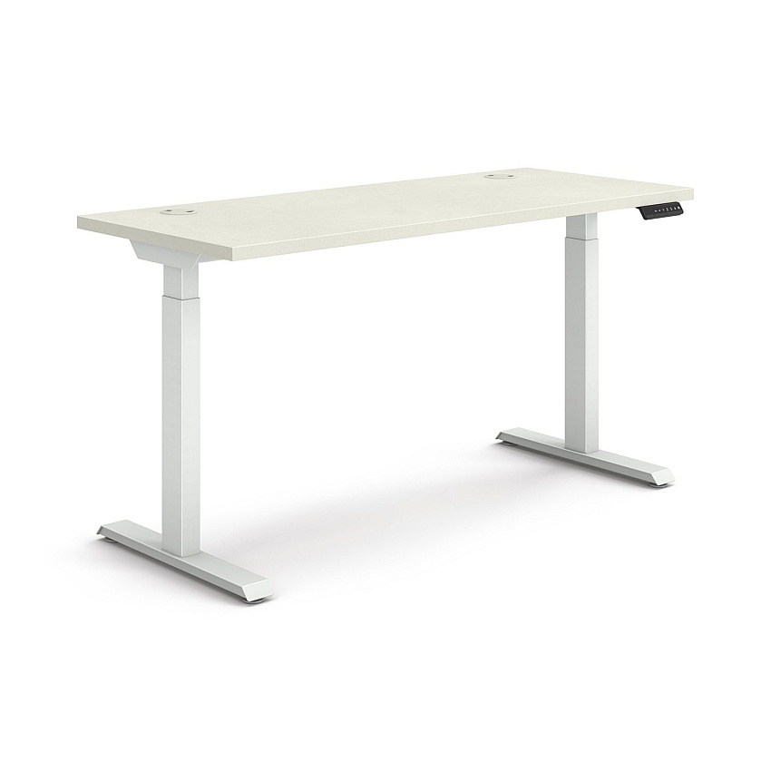 HON Coordinate Height Adjustable Desk Bundle 2-Stage, 58" x 22" x 27.75" to 47", Silver Mesh/Designer White (HAT2SMDW2258)