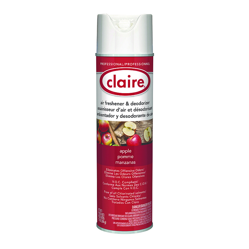 Claire Aerosol Air Freshener and Deodorizer, Apple, 10 oz Aerosol Spray, 12/Carton (161)