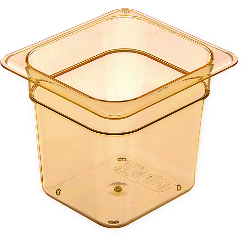 Carlisle StorPlus High Heat Food Pan, 2.5 qt, 6.38 x 6.75 x 6, Amber, Plastic (3088513)