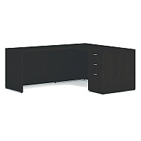 HON Mod L-Station Single Pedestal Desk Bundle, 60" x 72" x 29", Java Oak (L6072L1BBFJA)