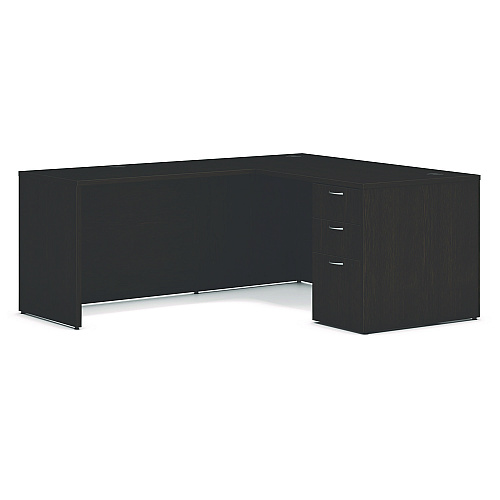 HON Mod L-Station Single Pedestal Desk Bundle, 60" x 72" x 29", Java Oak (L6072L1BBFJA)