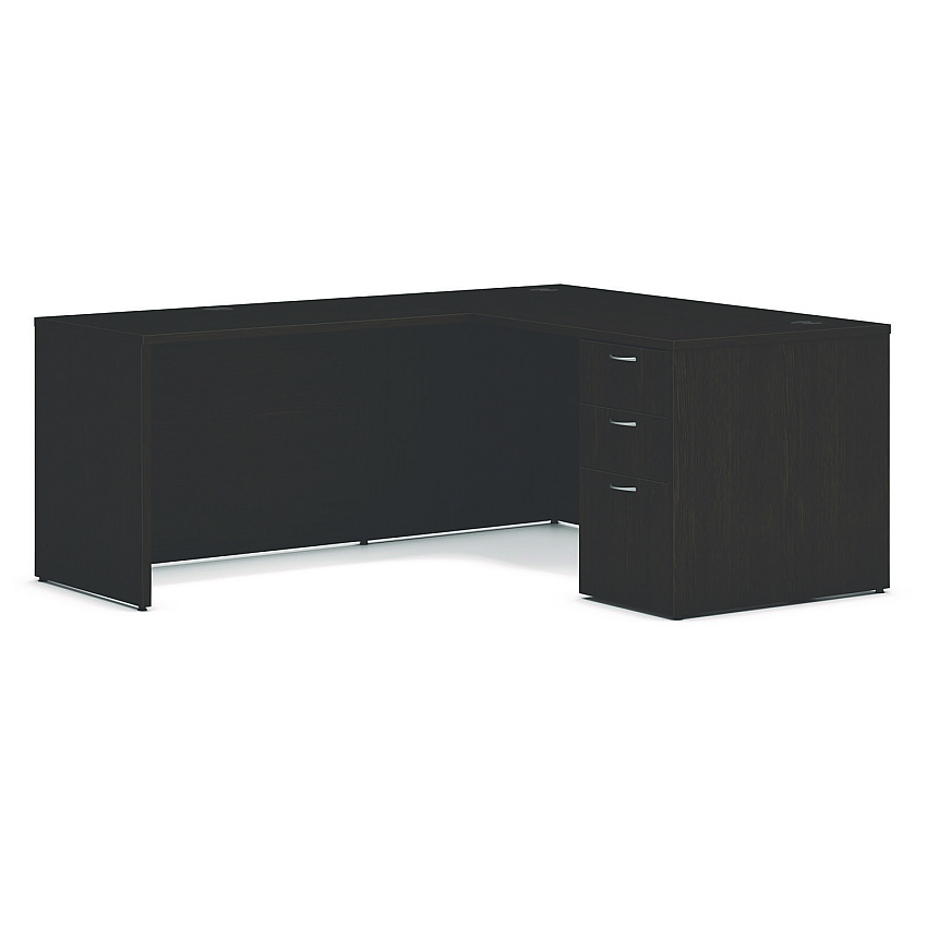 HON Mod L-Station Single Pedestal Desk Bundle, 60" x 72" x 29", Java Oak (L6072L1BBFJA)
