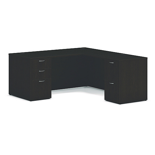HON Mod L-Station Double Pedestal Desk Bundle, 66" x 72" x 29", Java Oak (MOD076)