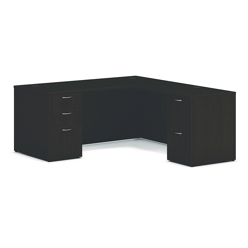 HON Mod L-Station Double Pedestal Desk Bundle, 66" x 72" x 29", Java Oak (MOD076)