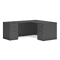 HON Mod L-Station Double Pedestal Desk Bundle, 60" x 72" x 29", Slate Teak (MOD187)