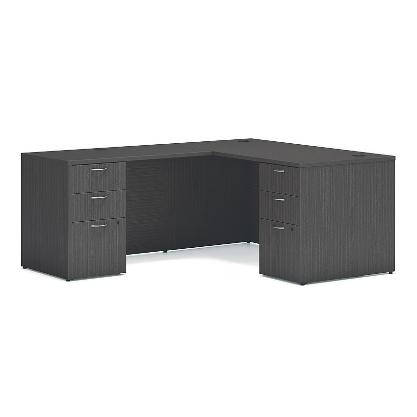 HON Mod L-Station Double Pedestal Desk Bundle, 60" x 72" x 29", Slate Teak (MOD187)