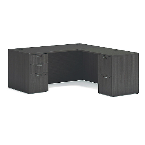 HON Mod L-Station Double Pedestal Desk Bundle, 66" x 72" x 29", Slate Teak (MOD072)