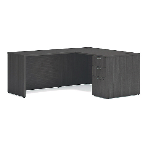 HON Mod L-Station Single Pedestal Desk Bundle, 60" x 72" x 29", Slate Teak (MOD192)