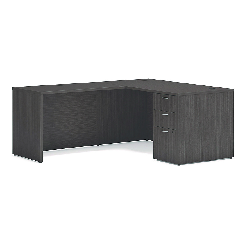 HON Mod L-Station Single Pedestal Desk Bundle, 60" x 72" x 29", Slate Teak (MOD192)