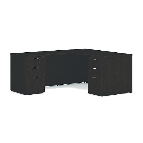 HON Mod L-Station Double Pedestal Desk Bundle, 60" x 72" x 29", Java Oak (L6072L2BBFJA)