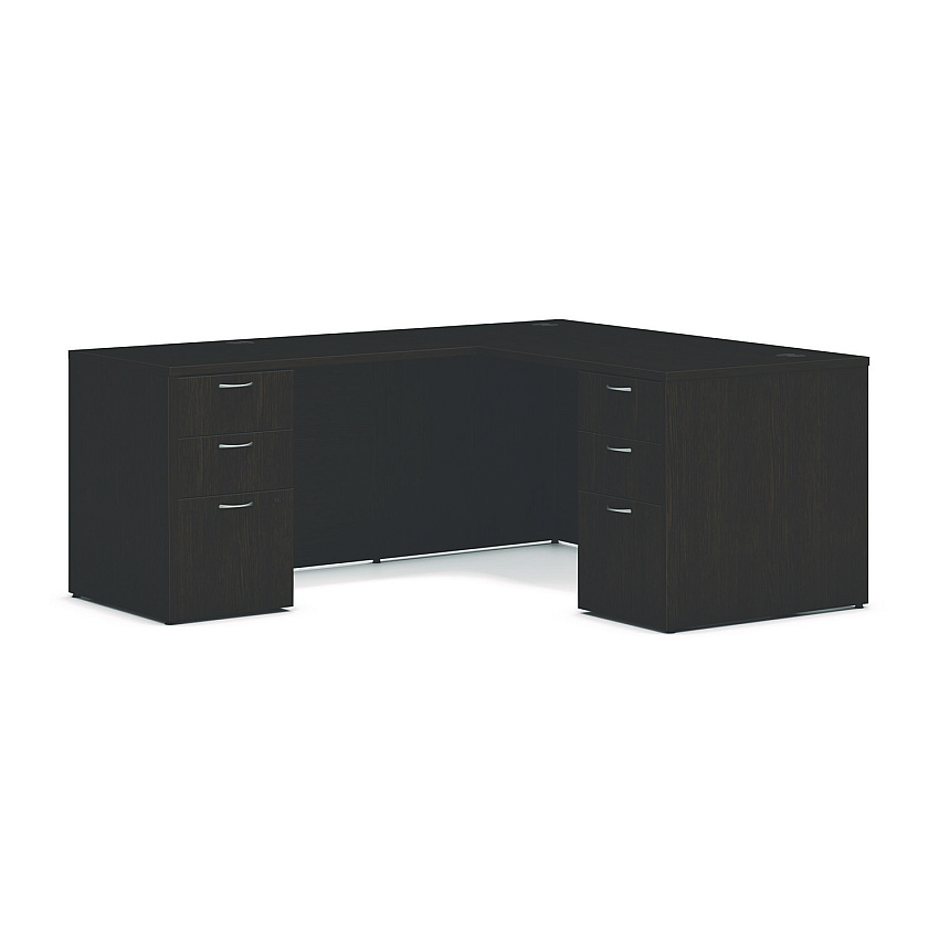 HON Mod L-Station Double Pedestal Desk Bundle, 60" x 72" x 29", Java Oak (L6072L2BBFJA)