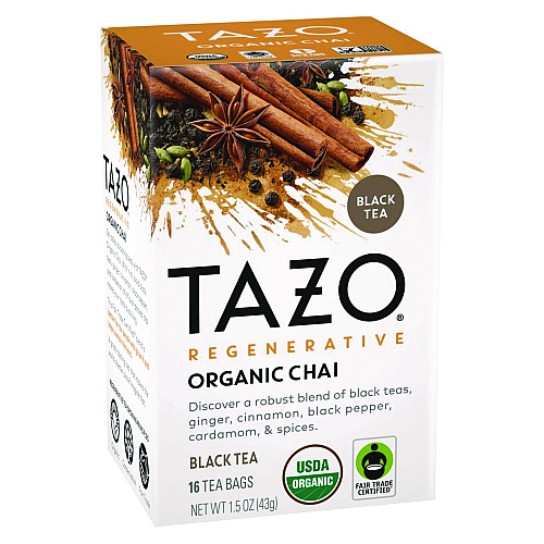 Tazo Tea Bags, Organic Chai, 16/Box, 6 Boxes/Carton (00305)