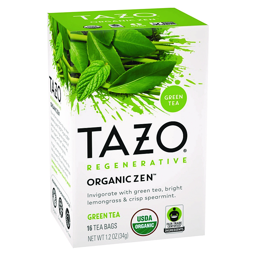 Tazo Tea Bags, Organic Zen, 16/Box, 6 Boxes/Carton (00309)