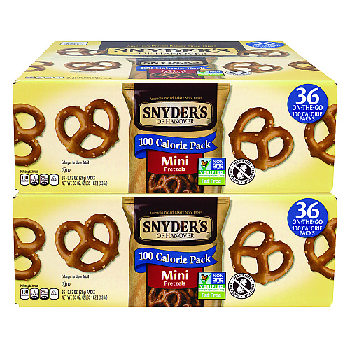 Snyder's Mini Pretzels. 0.92 oz Pack, 36 Packs/Box, 2 Boxes/Carton (60004087)